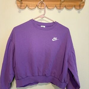 Nike Women's Purple Crewneck Sweatshirt with White Logo